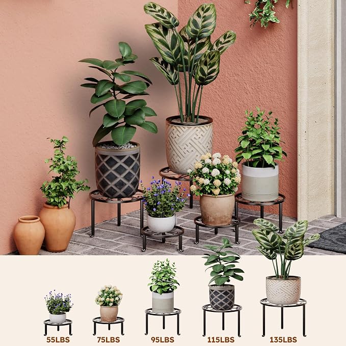 5 Pack Metal Plant Stands Anti-Rust Iron Heavy Duty Potted Holder - Image 3