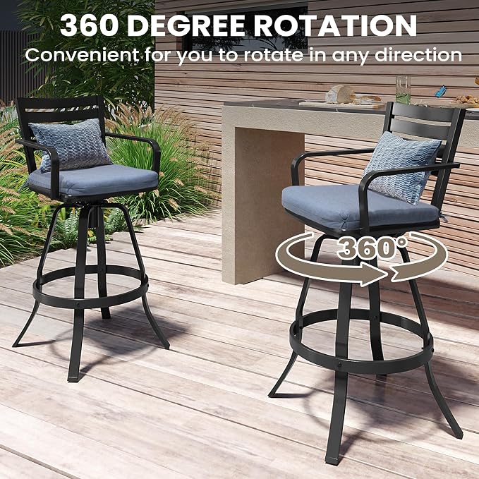 Pellebant Patio Swivel Barstools Set of 6, Aluminum 29.5" Outdoor Bar Height - Image 5