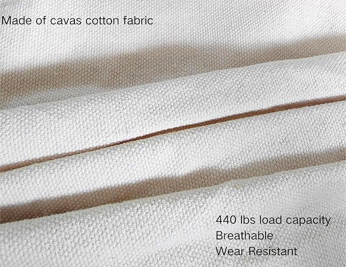 Double Boho Macrame Hammock Cotton Canvas Portable Replacement Hammock 440lbs - Image 4