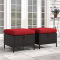 Patio Wicker Ottomans with Removable and Washable Covers, PE Rattan Outdoor by Meetleisure-LeisureLiving