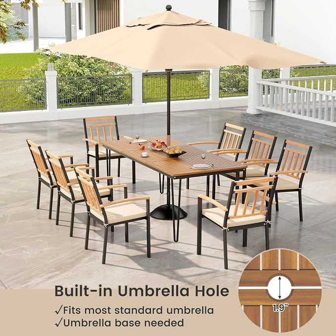 Tangkula 9 Piece Patio Dining Set, Outdoor Dining Furniture Set w/Rectangular - Image 5