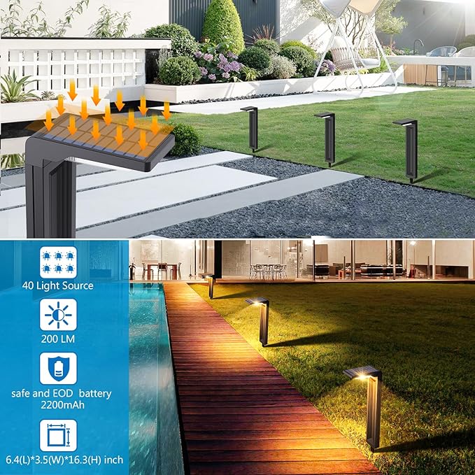 Sunvivo Solar Pathway Lights, 2 Modes, Bright Solar Path Lights Outdoor - Image 3