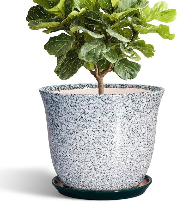 12 Inch Pot for Plants- Ceramic Planter Indoor Outdoor, Round Large Plant Pots by SUNPOTFOR