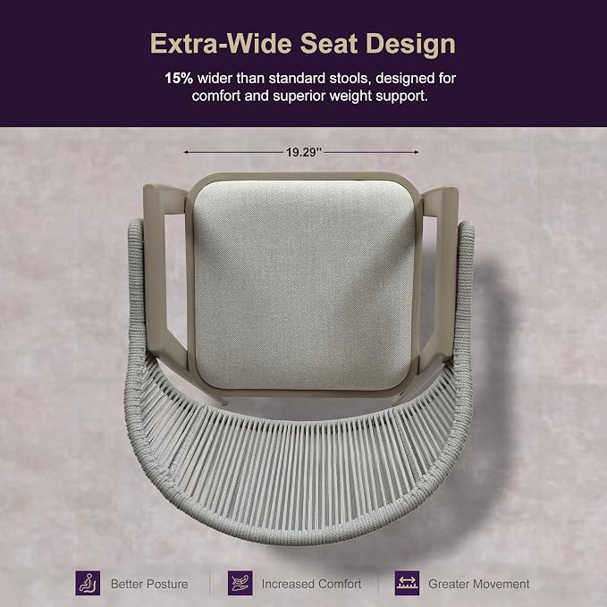 PURPLE LEAF Outdoor Bar Height Bar Stool Set of 2 Rattan Bar Chair - Image 4