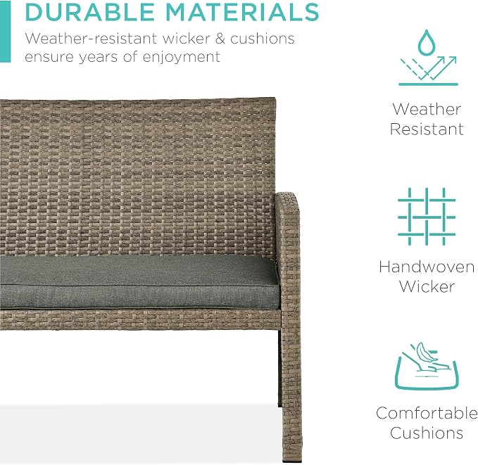 Best Choice Products 4-Piece Outdoor Wicker Patio Conversation Furniture Set - Image 3