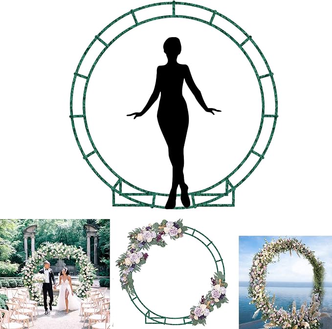 6.5FT Round Backdrop Stand Circle Balloon Arch Frame Double Metal Arch Stand - Image 4