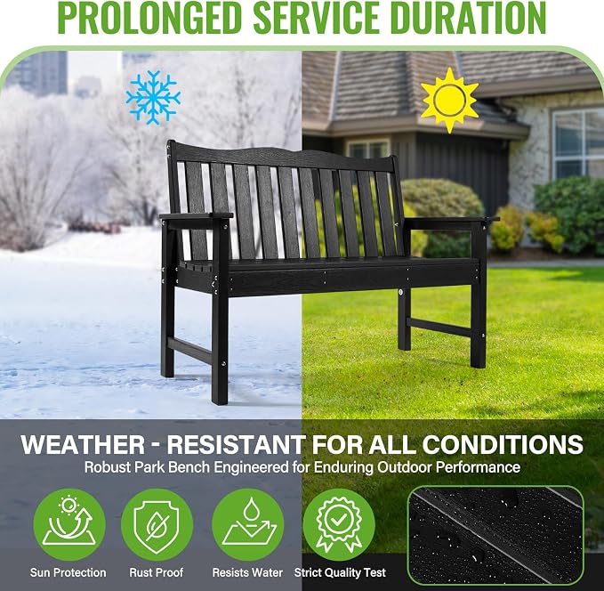 Backyard Expressions Poly Patio Bench – Weatherproof Outdoor Bench, Low - Image 3