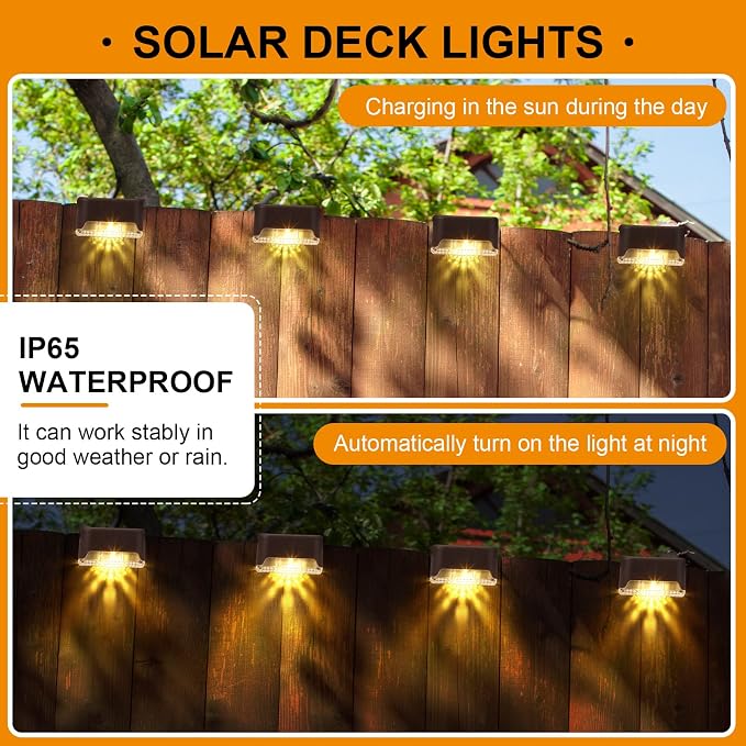 Geelin 32 Pcs Solar Deck Lights Outdoor, Waterproof LED Solar Step Fence Lights - Image 3
