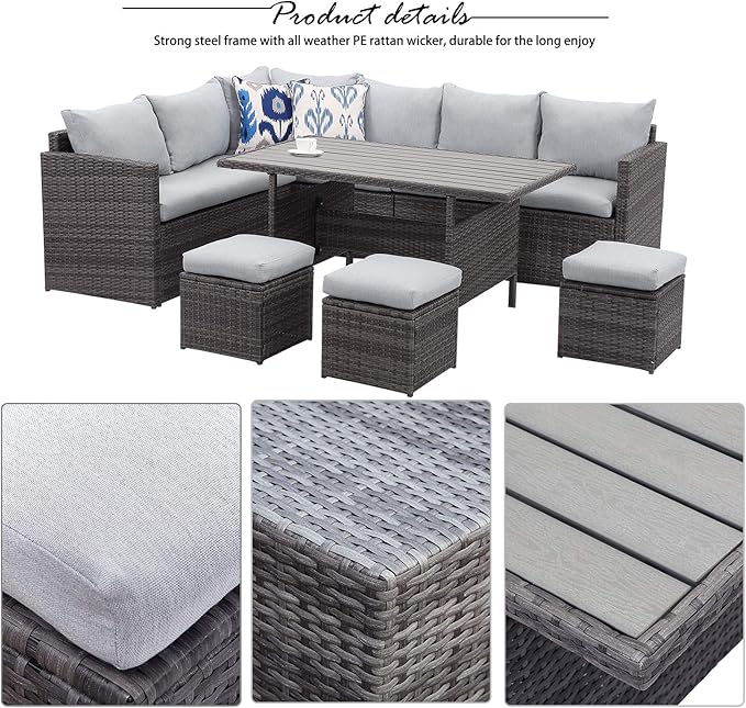Wisteria Lane 7 Piece Patio Furniture Set, Wicker Patio Sectional - Image 2