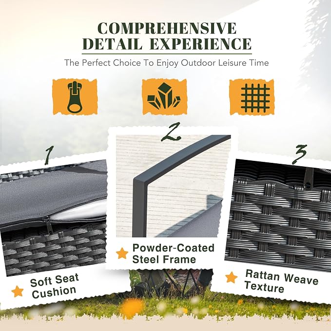 Devoko Resin Patio Furniture Set 3 Piece All Weather Outdoor Rocking Chairs - Image 3