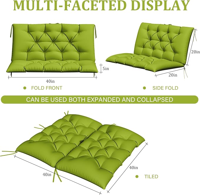 Porch Swing Cushion with Backrest, Waterproof Bench Cushion - Image 2