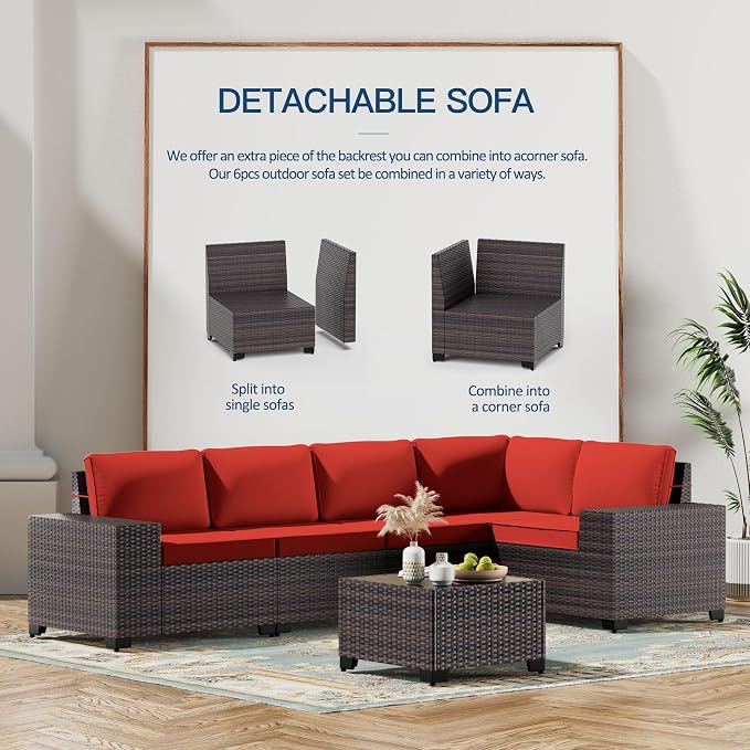 Kullavik 12 Pieces Outdoor Patio Furniture Set PE Wicker Rattan Sectional Sofa - Image 3