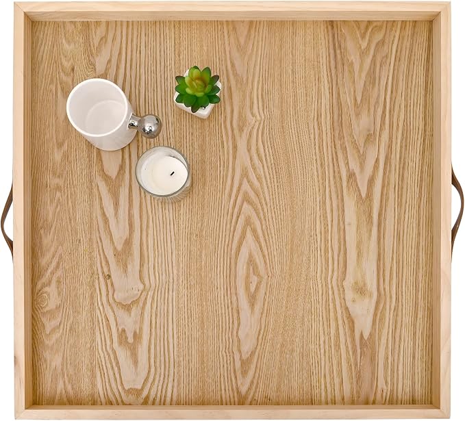 SwallowLiving 24 x 24 Inches Extra Large Square Wood Ottoman Tray by SwallowLiving