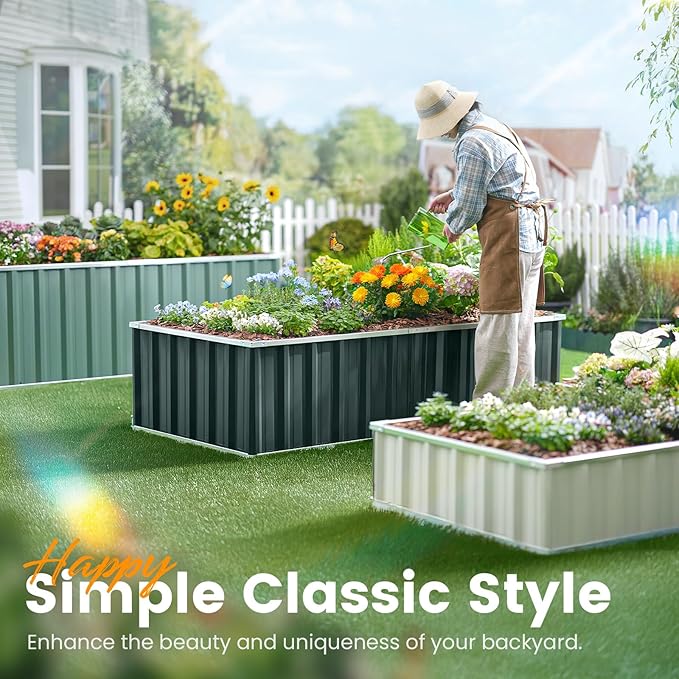 KING BIRD Raised Garden Bed 68"x 36"x 12" Galvanized Steel Metal Outdoor Garden - Image 3