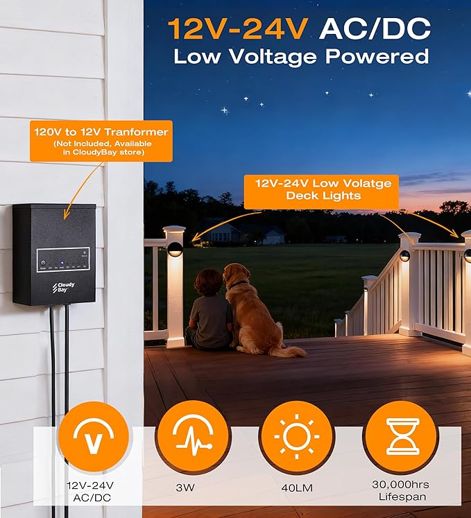 CLOUDY BAY 3CCT Low Voltage LED Deck Lights Outdoor, 2700K/3500K/5000K - Image 3