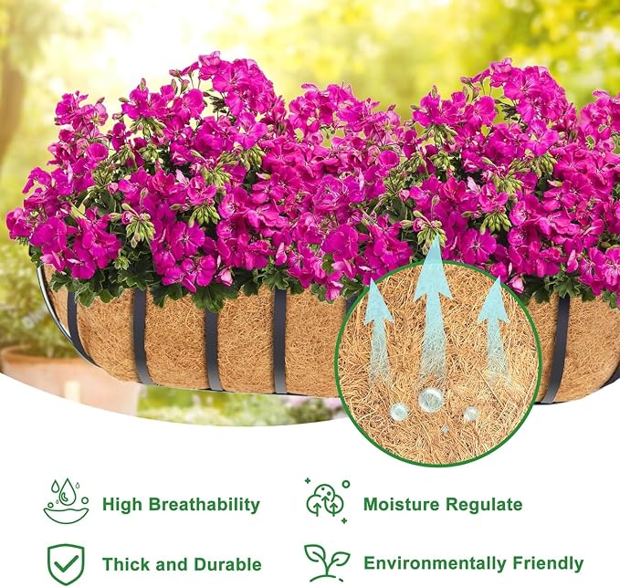 Y&M 36" Coco Liner for Window Box Deck Basket Planter Trough Coconut Fiber - Image 3