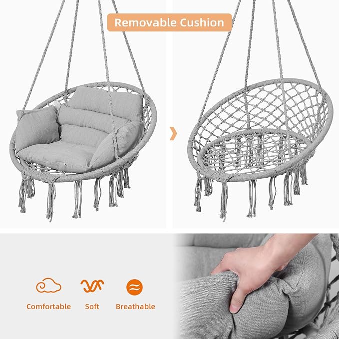 Goutime Hammock Chair, Macrame Hanging Swing Chairs - Image 6