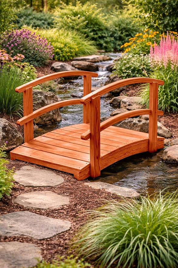 4 FT Cedar Amish Made Garden Bridge - Image 3