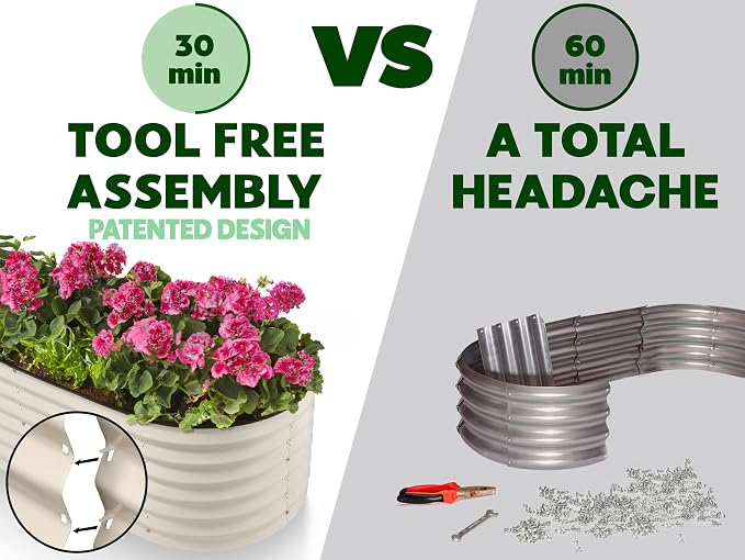 9-in-1 Galvanized Steel Raised Garden Bed // 8×2×1.5 ft Modular Planter - Image 6