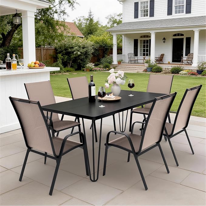 JEAREY Patio Dining Chairs Set of 6, Outdoor Stackable Dining Furniture Set - Image 4