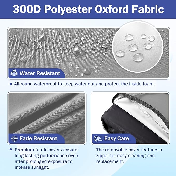 Outdoor Seat Cushion Set, Waterproof & Fade Resistant Patio Chair Cushions - Image 3