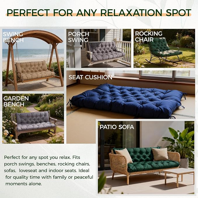 Porch Swing Cushions 60 Inch, Waterproof Patio 2 3 Seater Replacement - Image 7