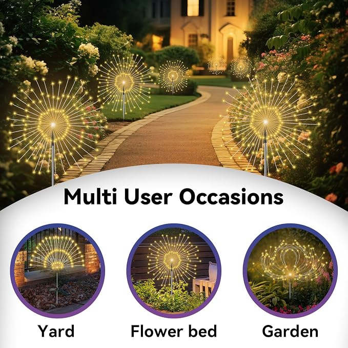 Garden Outdoor Lights, 2 Pack 120 LED Solar Garden Lights Fairy Lights Outdoor - Image 5