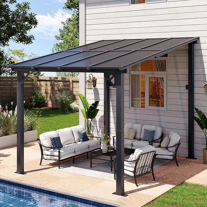 Aoxun 8’x10’ Gazebo, Wall Mounted Gazebos Pergola on Clearance, Outdoor Patio by Aoxun