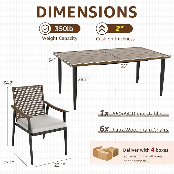 NATURAL EXPRESSIONS 7 Piece Patio Dining Set - Image 8