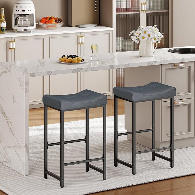HOOBRO Barstools, 25.4" Saddle Stools - Image 2