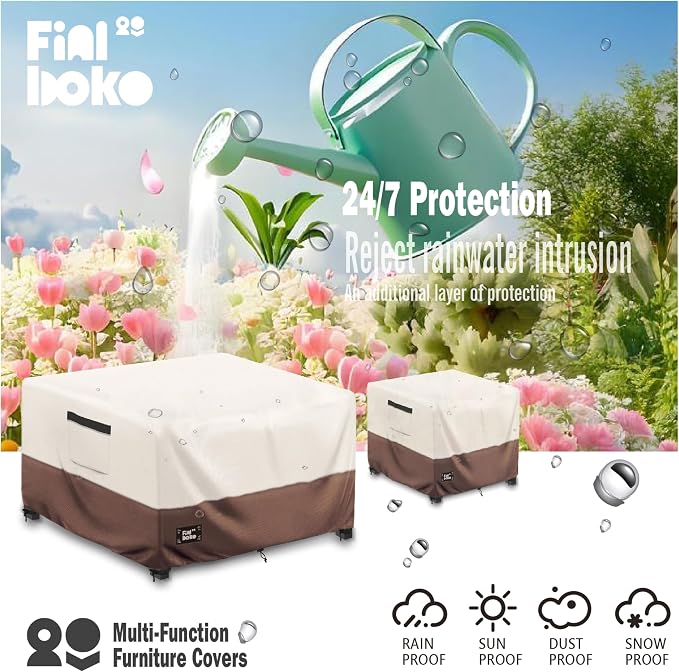Patio Ottoman Cover, 100% Waterproof 600D Heavy Duty Outdoor Table Cover - Image 4