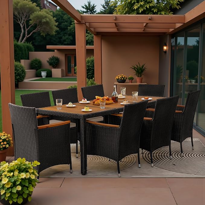 Greesum 9 Pieces Outdoor Patio Dining Set, Conversation Sets - Image 3
