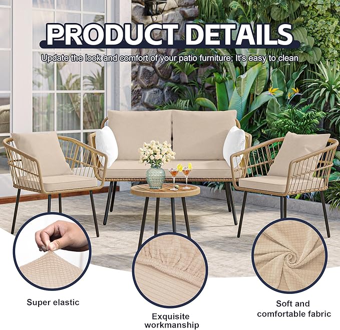 8Pcs Patio Cushion Covers, Outdoor Cushions Covers, Stretch Cushion Covers - Image 3
