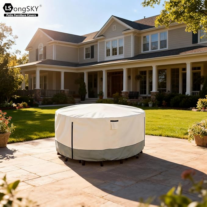 Round Patio Furniture Covers, 600D Heavy Duty Waterproof Outdoor Furniture Cover - Image 5