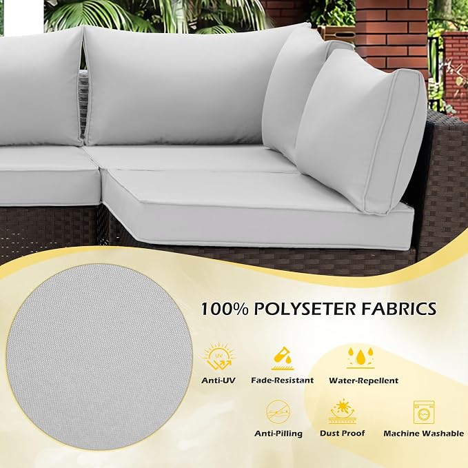 HOMREST Replacement Cushions for Outdoor Furniture, 25x25 Inch 14-Piece Patio - Image 6