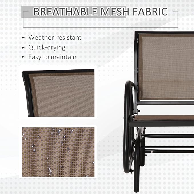 Outsunny Porch Glider, Metal Frame Swing Glider Chair - Image 5