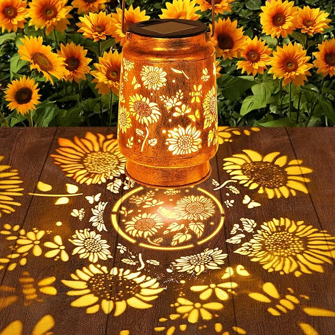 2 Pack Sunflower Solar Lanterns Garden Decor, Gifts - Image 2