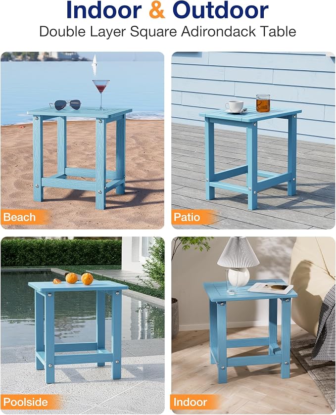 YEFU Outdoor Side Table for Patio: 16" HIPS Weather - Image 7