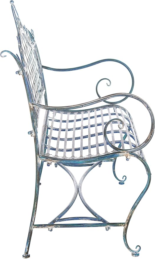 Safavieh PAT5017C Outdoor Collection Abner Antique Blue Wrought Iron 46-inch - Image 4