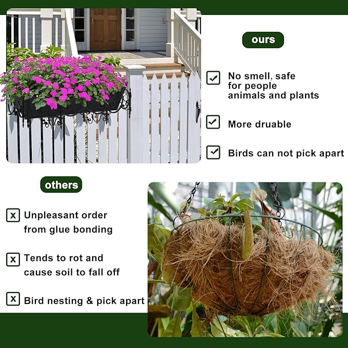2PCS 24Inch Rectangle Window Box Liner Felt Planter Basket Liner Insert Black - Image 4