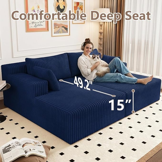 ODUWA Oversized Double Chaise Lounges Indoor, Upholstered Boneless Cloud - Image 4