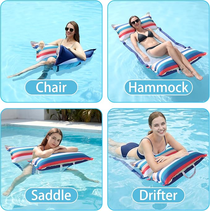 FindUWill Fabric Pool Hammock Floats 2 Pack, Inflatable Water Hammocks 4-in-1 - Image 4