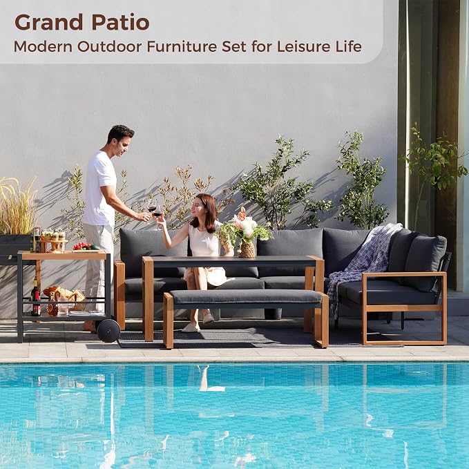 Grand patio Aluminum Patio Furniture Set, L Shaped Outdoor Sectional Sofa - Image 5