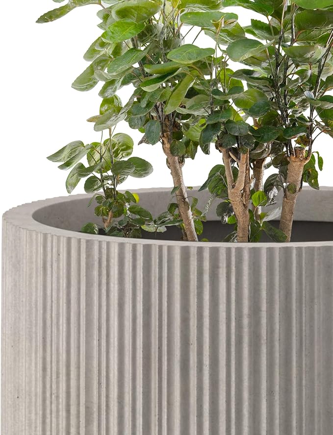 Kante 24 Inch Tall Round Concrete Planter, Large Indoor Outdoor Plant Pots - Image 8