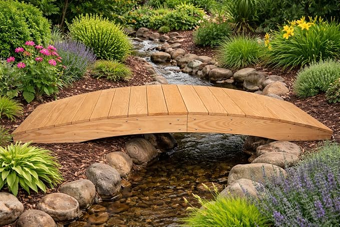 8 FT Natural Amish Made Pinewood Heavy Duty Garden Bridge - Image 6