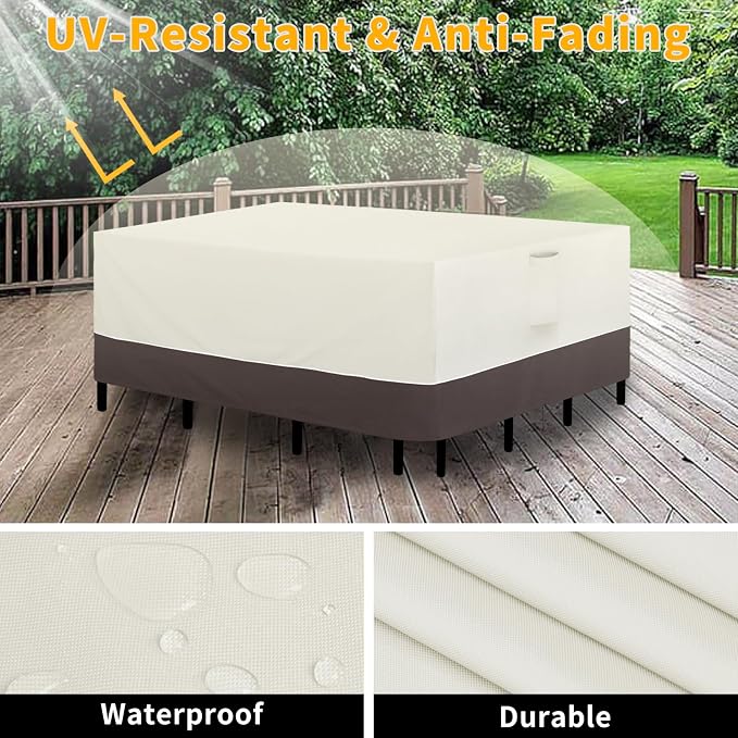 Easy-Going Patio Furniture Cover 126"x63" Rectangle Outdoor Table and Chair Set - Image 3