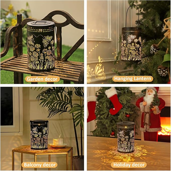 Butterfly Solar Lanterns Outdoor Waterproof, Metal Hanging Lantern - Image 5
