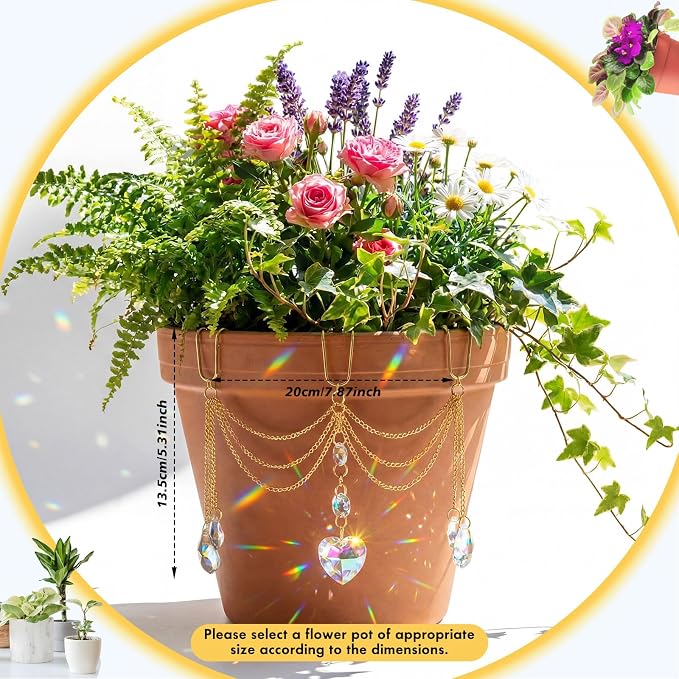 Sun Catcher Plant Hanger with Beads and Glass Crystal Beaded Plant Accessories - Image 2