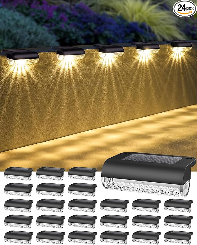 24 Pack Solar Step Lights Outdoor Stairs by Herzila
