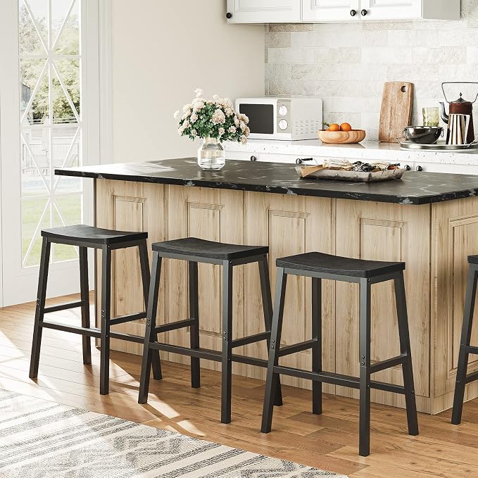HOOBRO Bar Stools, 23.6 Inch Saddle Stools, Kitchen Counter Stools - Image 2